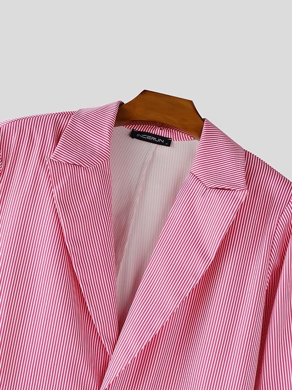 Men's Casual Striped Long Sleeve Jumpsuit SKUL30774