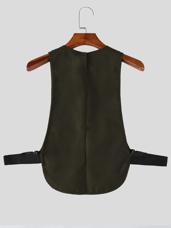 Men's Avant-Garde Deconstructed Tactical Harness Chest Rig Utility Waistcoat SKUL63094