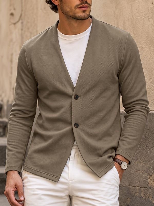 Men's Smart Casual Commute Collarless Knit Cardigan SKUL79229