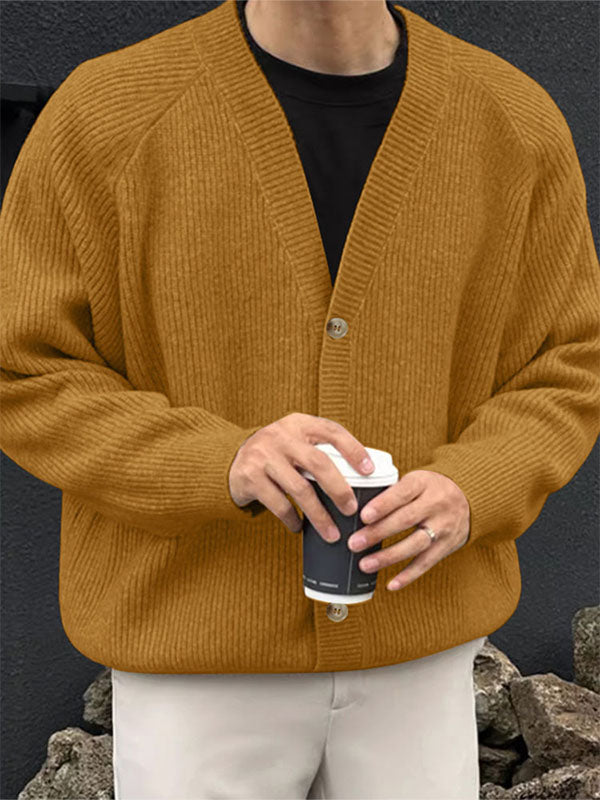 Men's Knit V-Neck Long Sleeve Cardigan SKUL27333