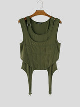 Men's Streetwear Garter Pointed Hem Corset Tank SKUL57692