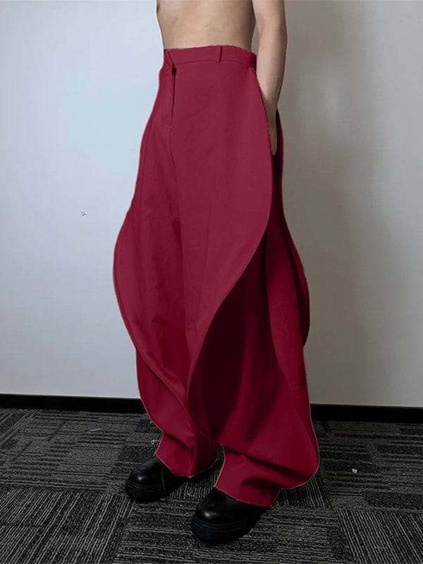 Men's Solid Color Layered Pleated Casual Pant SKUL25109