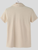 Men's Solid Color Knit Neck Warmer Short Sleeve T-shirt SKUL45176