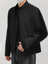 Men's Solid Color Stand Collar Long Sleeve Blazer SKUL43819