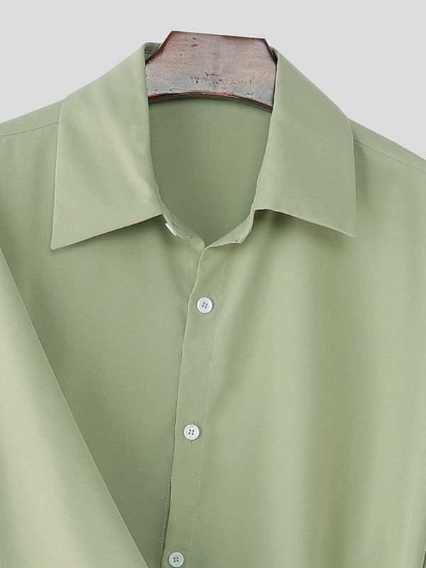 Men's Color Block Twist Tie Long Sleeve Shirt SKUL37294