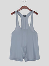 Men's Solid Color Slim Fit Sleeveless Bodysuit SKUL42532