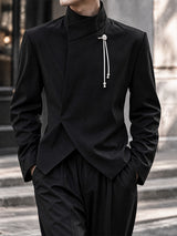 [Pre-order] Men's Neo-Chinese Chic Evening Gala Chinese Knot Tassel Asymmetric Hem Blazer SKUL86972