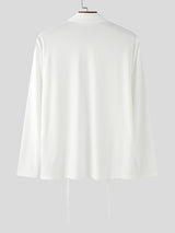 Men's Pinstripe Patchwork Long Sleeve Shirt SKUL23754