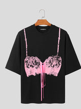 Mens Lace Print Patchwork Short Sleeve T-Shirt SKUL03647