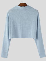 Men's Deconstructed Textured Zip Long Sleeve Sweater SKUL37682