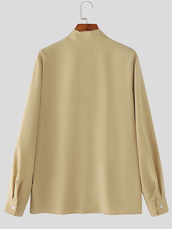 Men's Ribbon V Neck Long Sleeve Shirt SKUL42528