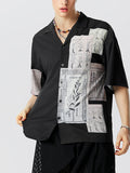 Mens Chinese Style Herbal Print Revere Shirt SKUK14504