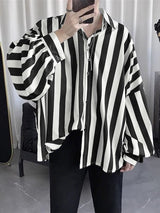 Men's Casual Striped Loose Long Sleeve Shirt SKUL35300