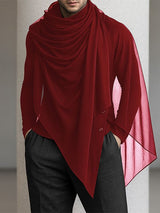 Men's Sheer Mesh Stacked Collar Long Sleeve T-Shirt SKUL32944