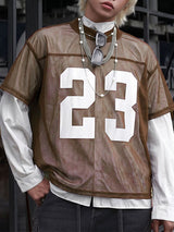 Men's Vintage High Street Number 23 Sheer Mesh Oversized Short Sleeve Jersey T-shirt SKUL53036