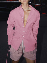 Men's Solid Drawstring Long Sleeve Shirt SKUL36401