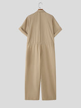 Men's Solid Casual Drawstring Jumpsuit SKUL31925
