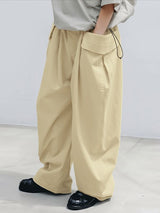 Men's Japanese Workwear City Walk Pleated Waist Flap Pocket Balloon Wide-Leg Pant SKUL85258