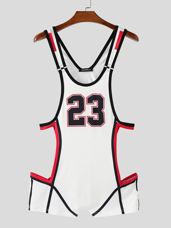 Men's Digital Print Hollow Knit Bodysuit SKUL16805