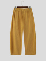 Men's Japanese Streetwear Fold-Over Waist Corduroy Baggy Balloon Pant SKUL79042