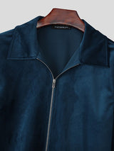 Men's Solid Velvet Long Sleeve Jacket SKUL34123