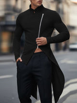 Men's Solid Color Zip Knit Stand Collar Cardigan SKUL47928