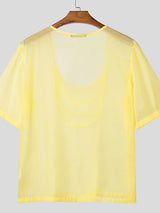 Men's Avant-Garde Multi-Layered Scoop Neck Draped T-shirt SKUL51752