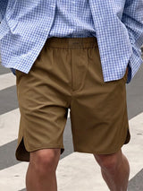 Men's Japanese Cityboy Minimalist High-Elastic Wide Waistband Side-Slit Five-Point Short SKUL69605