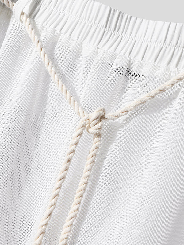 Mens Sheer Mesh Textured Two Pieces Outfit SKUL13934