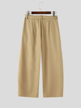 Men's Clean High Street Belted Pleated Wide-Leg Drape Pant SKUL78160