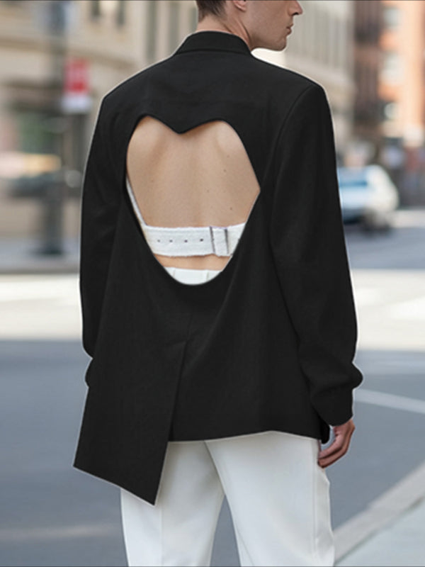 Men's Back Cutout Long Sleeve Blazer SKUL42558