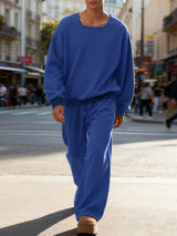 Men's Simple Solid Color Casual Two Pieces Outfit SKUL50057