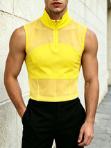 Men's Sheer Mesh Half Zip Tank SKUL63108