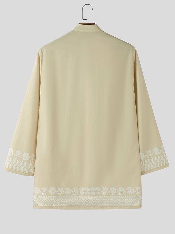 Men's Floral Print Long Sleeve Shirt SKUL48861