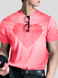 Mens Heart Striped Print Short Sleeve T-Shirt SKUK09540