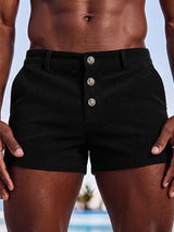 Men's Summer Beach Ribbed Button Fly Short SKUL80348
