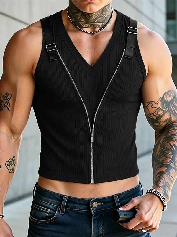 Men's Avant-Garde Ribbed Cropped Tank SKUL62154