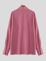 Men's Colorblock Piped Split Long Sleeve Shirt SKUL32778