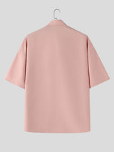 Men's K-Pop Streetwear 3D Floral Applique Ribbon Detailed Short Sleeve Shirt SKUL76570