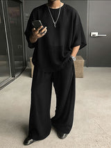 Men's Solid Color Semi Sheer Casual Two Pieces Outfit SKUL53020