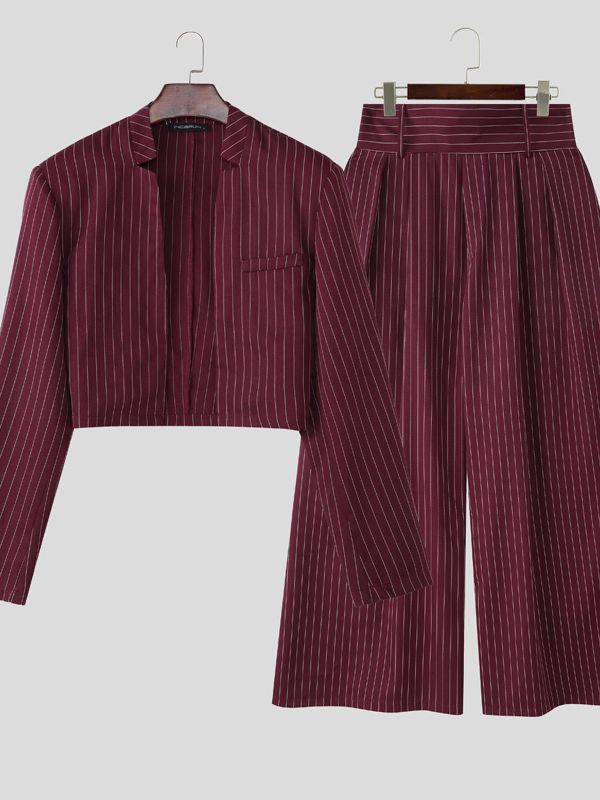 Men's Minimalist Striped Casual Two Pieces Outfit SKUL45233