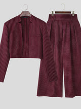 Men's Minimalist Striped Casual Two Pieces Outfit SKUL45233