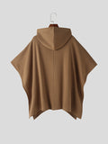 Mens Solid Metal Buckle Design Hooded Cloak SKUK32399