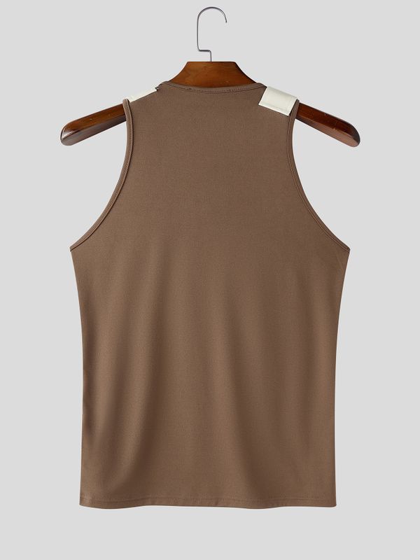 Men's Y2K Avant-Garde Asymmetrical Buckle Strap Muscle Fit Tank SKUL78147