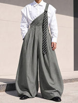 Men's Avant-Garde Deconstructed Asymmetric One-Shoulder Suspender High-Waist Jumpsuit SKUL73642