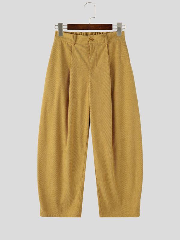 Men's Avant-Garde Ultra-Baggy Wide-Wale Corduroy Pleated Balloon Pant SKUL66590