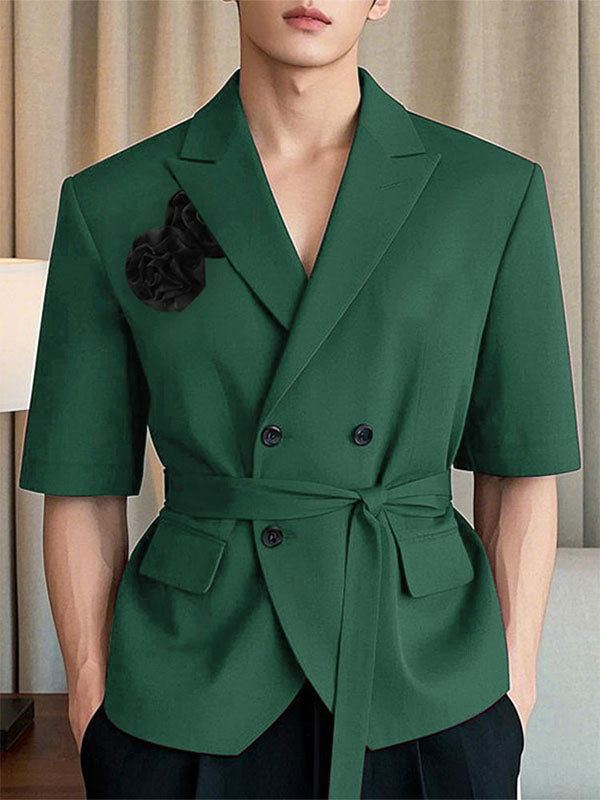 Mens 3D Flower Patchwork Short Sleeve Blazer SKUL02050