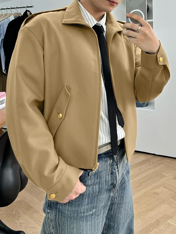 Men's Solid Color Loose Long Sleeve Jacket SKUL42537