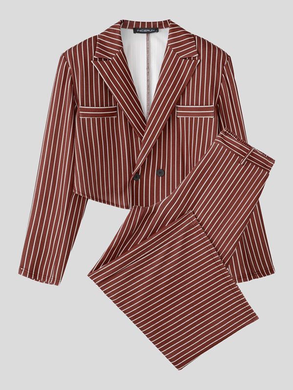 Men's Striped Cropped Two Pieces Outfit SKUL33060