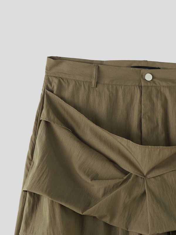Men's Avant-Garde Deconstructed Tiered Pleated Oversized Baggy Wide Leg Pant SKUL65949